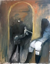 Gothic Horror Americana Woman in Forest Oil Painting 16"x20" Original Signed