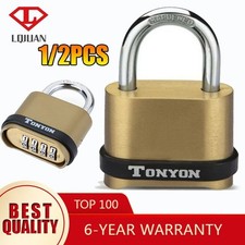 Outdoor Combination Padlock with 4 Digit Code Brass for Garage Home School Gym