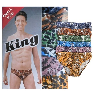 6 PK MEN'S BIKINI BRIEFS LOW RISE ANIMAL PRINT UNDERWEAR S, M, L, XL
