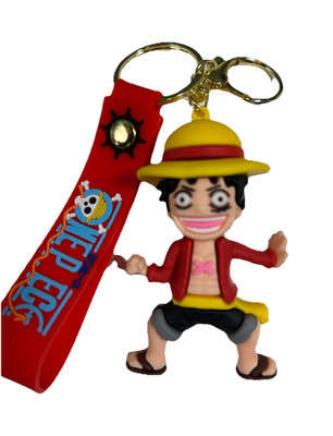 One Piece Monkey D. Luffy 3D PVC Keychain Figure w/ Red Strap Keyring