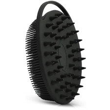 Silicone Body Scrubber & Scalp Brush | 2-in-1 Shower Loofah Massager (Black)