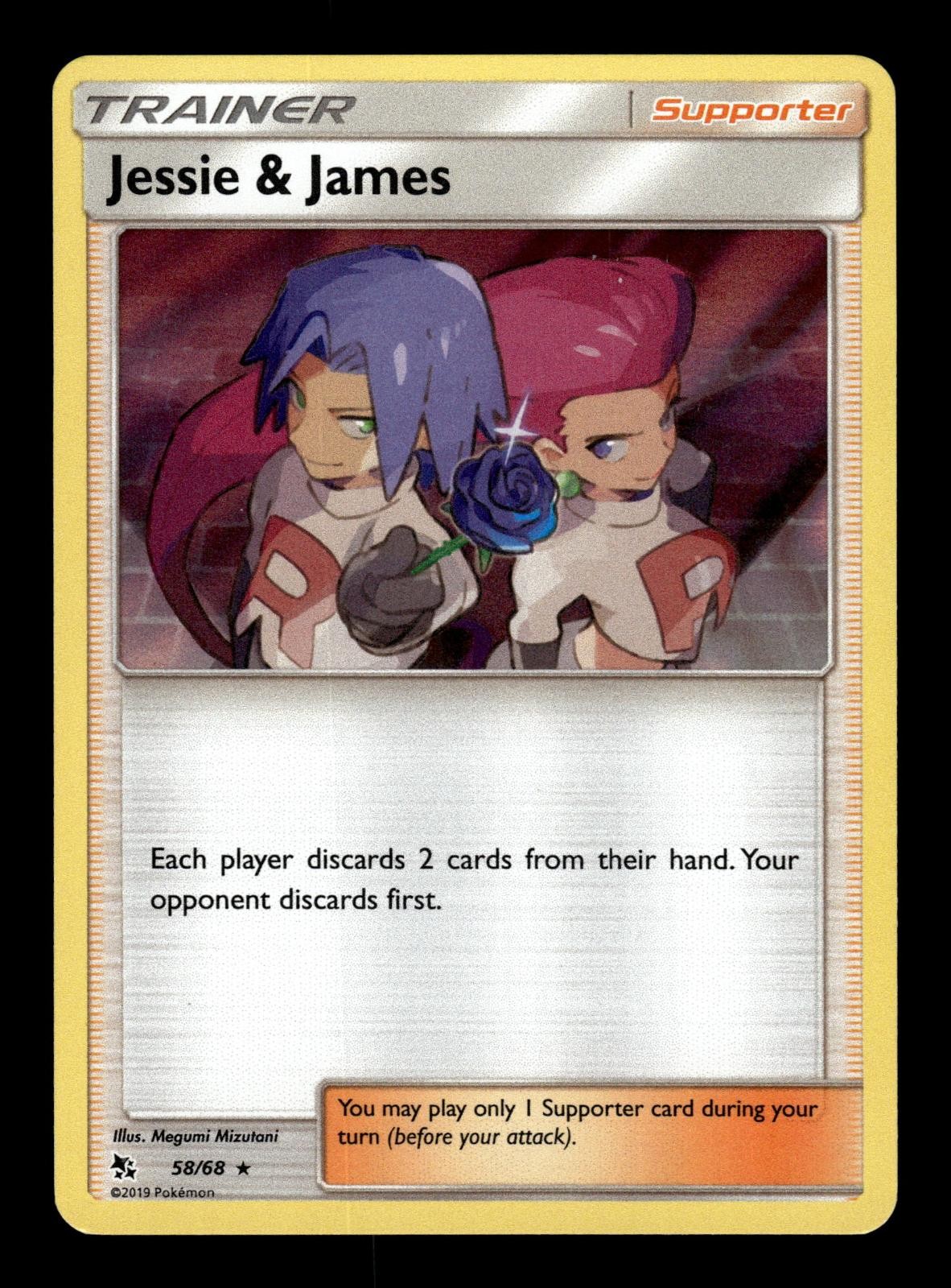 Jessie & James 58/68 Holo Rare Hidden Fates Pokemon Near Mint