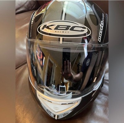 KBC DOT Motorcycle Helmet Black/Gray Size X Large Full Face w/ Shield