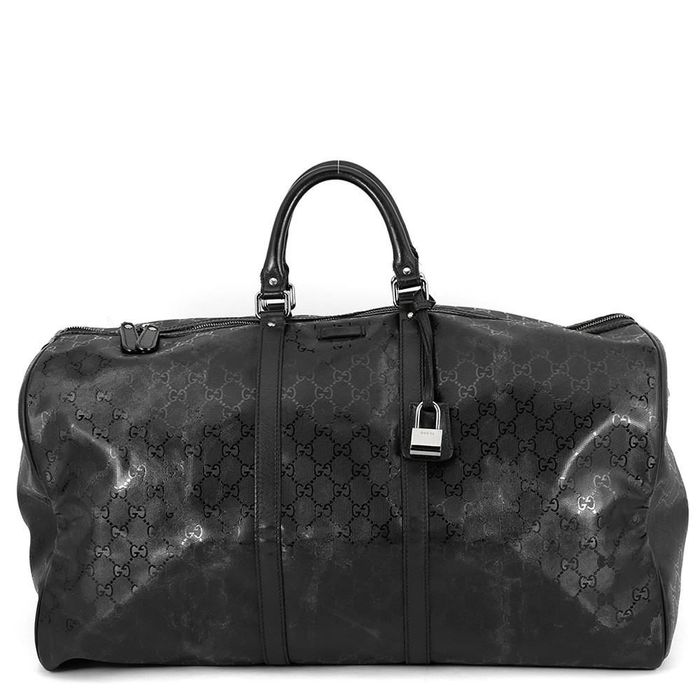 Gucci GG Imprime Bag 206500 Boston Bag Leather Black Unisex #TZB2457