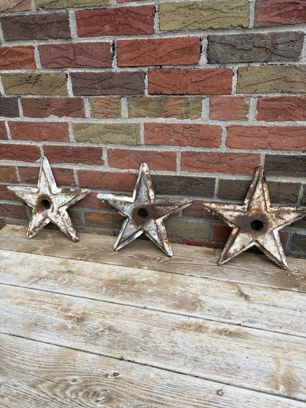 THREE CAST IRON STAR ANCHOR PLATE 8 1/2" FIVE POINT  Building Architectural