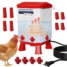 Heated Chicken Waterer - Winter-Proof Poultry Drinker with 3 Gallon Red