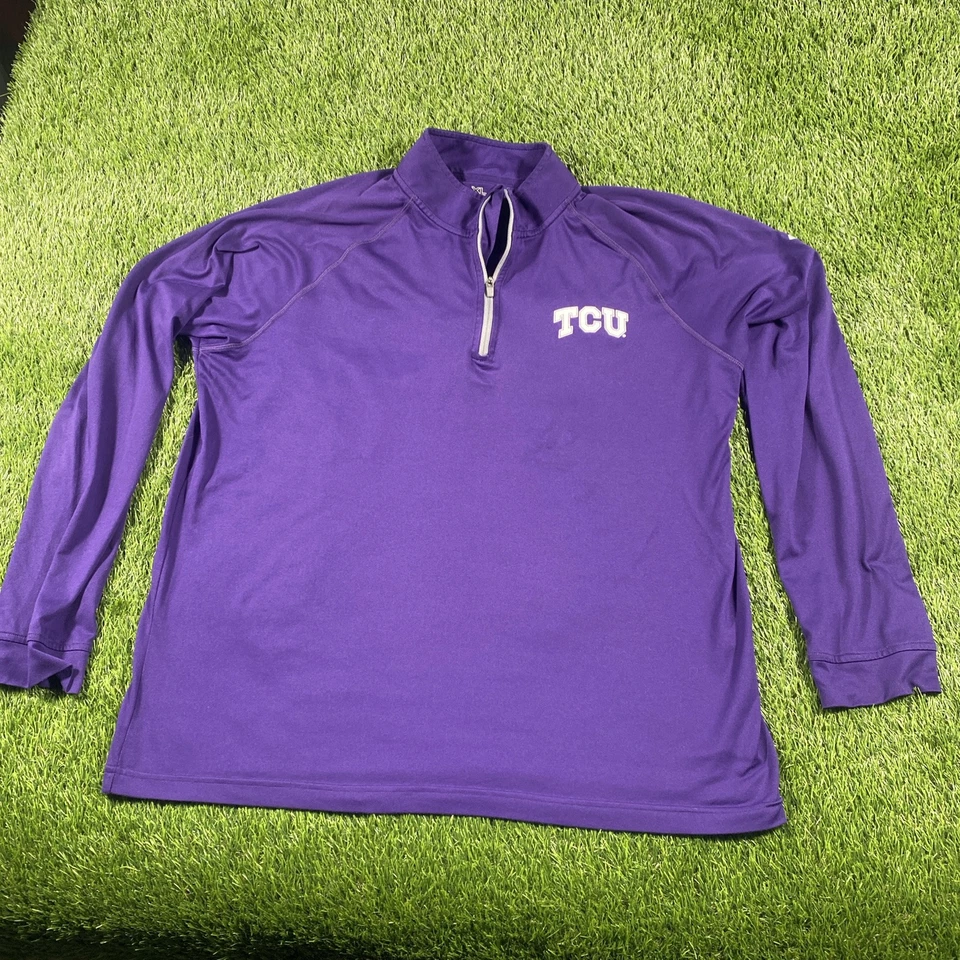 Tcu Horned Frogs Under Armour 1/4 Zip Sweatshirt Mens Xl Purple Light Jacket - Image 3 of 4