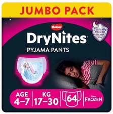 64 Stück Jumbopack Huggies DryNites Schlafhosen für Mädchen 4-7 Jahre, 17-30 Kg