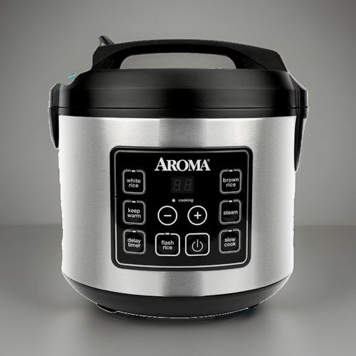 Aroma Professional 4-Cup Rice Cooker & Steamer, SS Silver/Black, 6 Prog ...