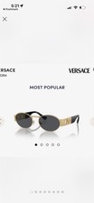 Versace VE2264 Men's Luxury Gold Oval Sunglasses Black Tinted Lenses Designer