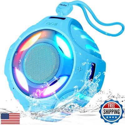 COMISO Shower Bluetooth Speaker, IP67 Waterproof Speaker with LED Light, Port