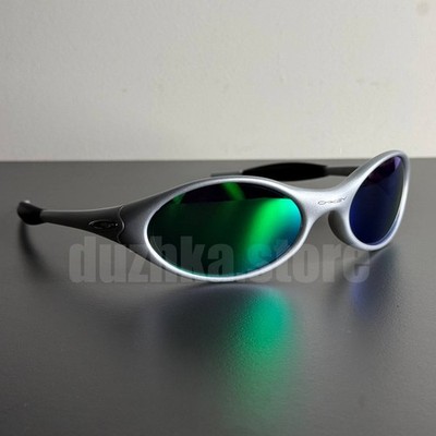 Oakley Eyejacket Polarized Silver/Green Future Gorpcore Sunglasses Y2K USA Rare