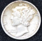 1927 VERY FINE Mercury Dime, 90% SILVER! Golden Toning!