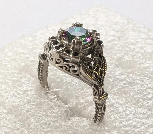 Vintage ring sterling silver 925 Size 10 Weight 5.58 g. Mystic topaz.