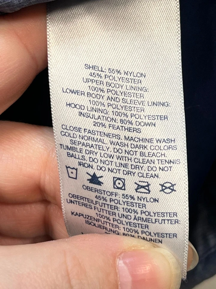 Lands End Womens Down Feather Long Hooded Coat Long Sleeve Size S 6-8 Navy Blue - Image 4 of 4