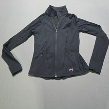 Under Armour Women's Black HeatGear Full Zip Jacket Athletic Fit small workout