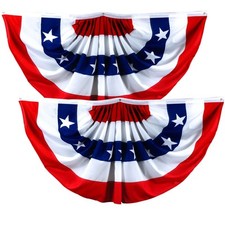 G128 2 PACK American USA Pleated Fan Flag 2x4 Ft Printed 150D Polyester