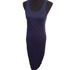 Quince Tencel Navy Blue Maxi Ribbed Dress VNC Large L Lined