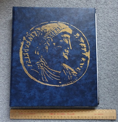 EMPTY used CLASSIC COIN blue Album BINDER with plenty of sheets (x14)