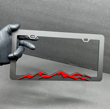 Car License Plate Black Frame 3d Red Country Mountains Off Road Rust Free Emblem Car License Plate Black Frame 3d Red Country Mountains Off Road Rust Free Emblem