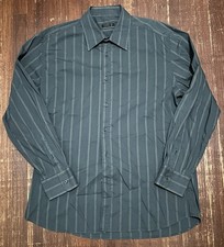 PRADA Men’s Size 43/17 Made in Italy Green Stripe Button Up Dress Shirt