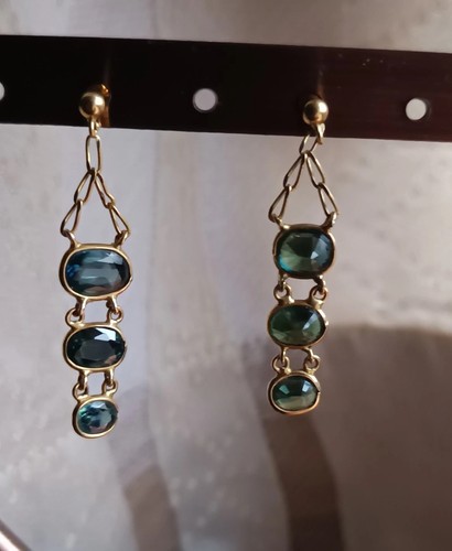 Vintage 18 Gold Topaz Earrings - Picture 3 of 10