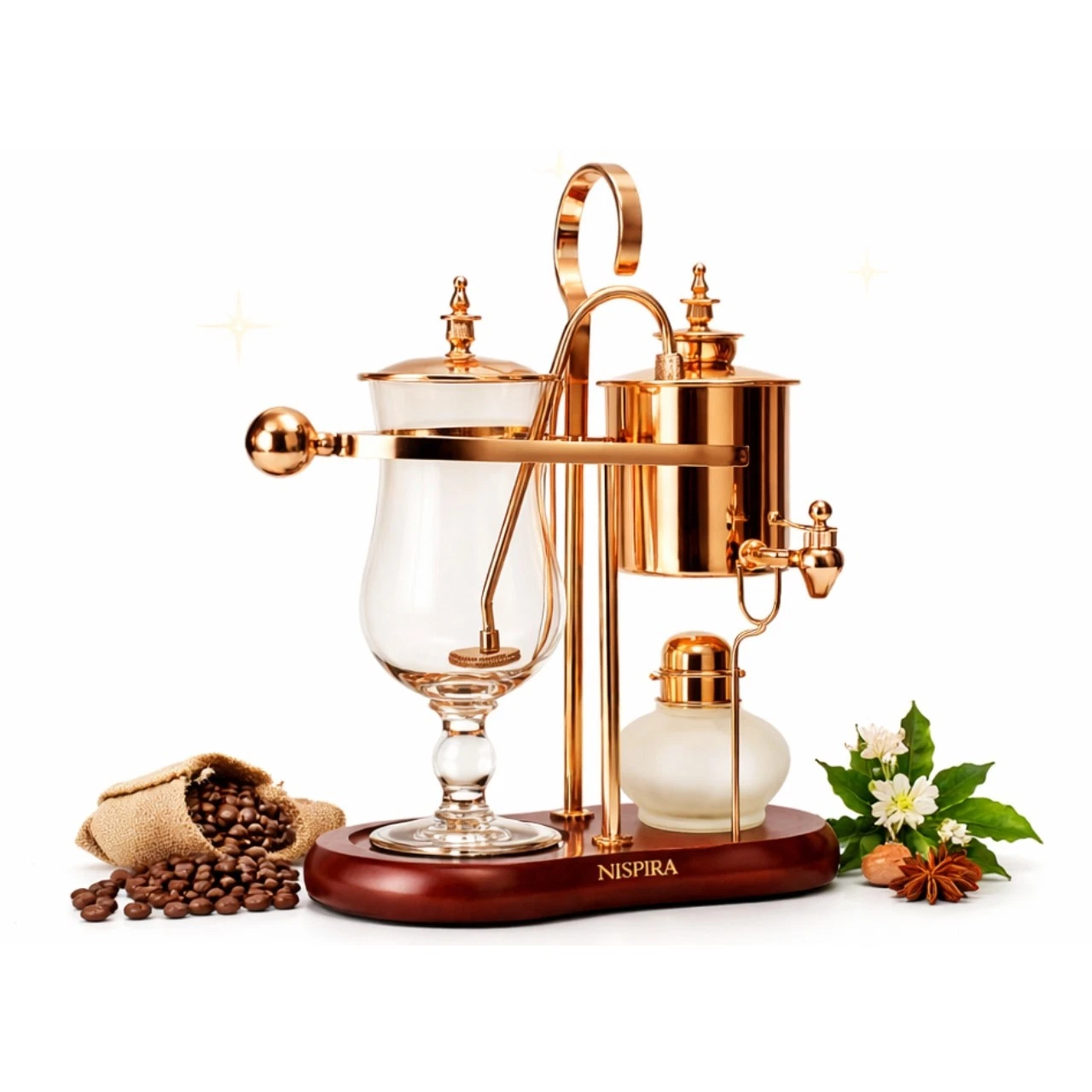 Vintage Belgian Balance Syphon Coffee Maker Copper Manual Vacuum Brewer