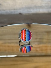 Hermoso Anillo Ajustable Vintage Aguayo Textil Peruano Rayas Color Único