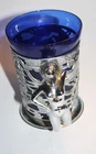 Blue glass and metal Art Nouveau inspired tankard- Unused.