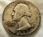 1937-D  Washington Quarter, Fine Grade.
