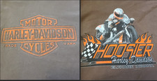 Men's XL Harley-Davidson Brown Motorcycle T-Shirt MADE IN USA Orange Hoosier