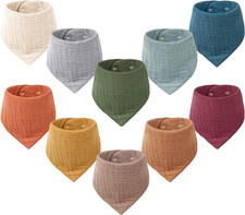 Konssy Muslin Baby Bibs 10 Pack Baby Bandana Drool Bibs 100 Cotton for Unisex
