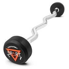Rubber Coated Fixed Barbell, Pre-Loaded Weights EZ Curl Solid Steel 20LB