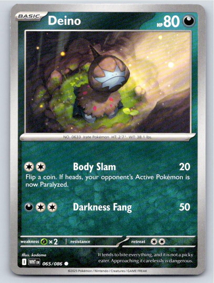 2025 POKEMON DEINO WHITE FLARE 065/086 C NM A56076 FREE S&H