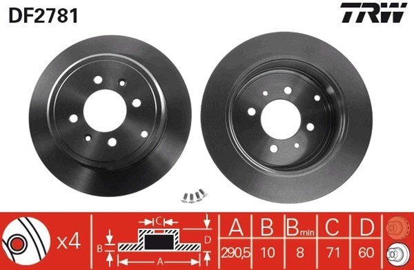 2X TRW Bremsscheibe DF2781 FüR 8E 8B 8C Peugeot 406 Break 16V Bifuel Hpi HDI 110-image