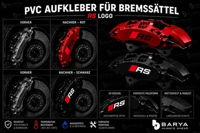 6x Aufkleber für Bremssättel Bremse RS  Schwarz Weiß Bremssattelaufkleber