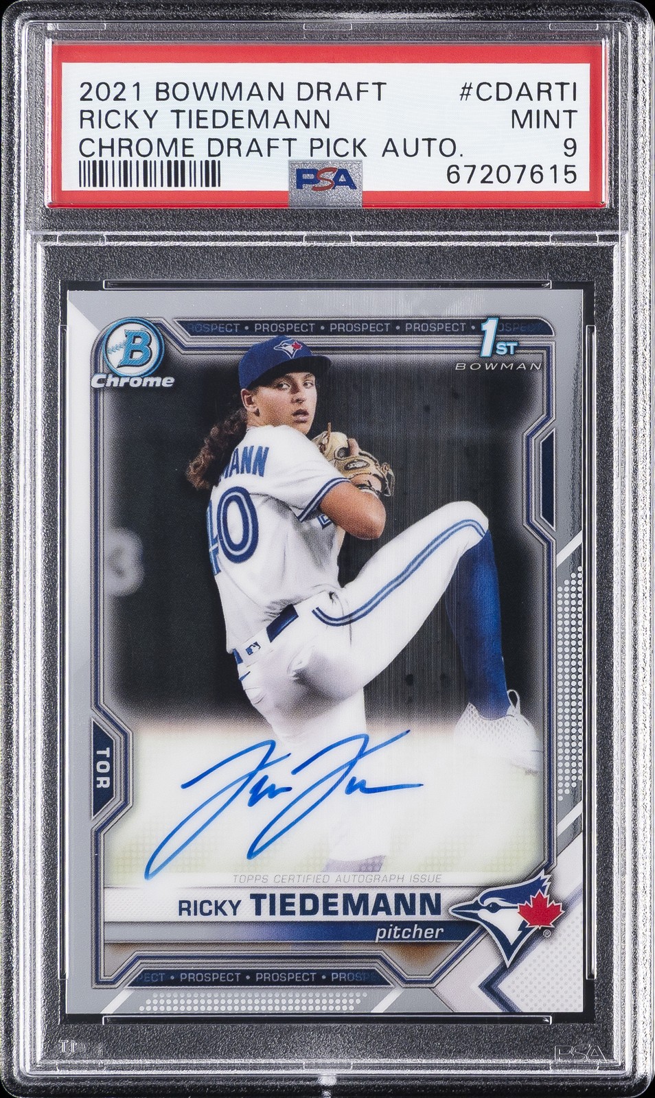 2021 BOWMAN DRAFT CHROME DP AUTOS #CDARTI RICKY TIEDEMANN PSA 9 AUTO