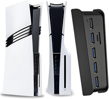 6 Port USB Hub for PS5 Pro PS5 Slim, Extra USB Ports with Charger Splitter