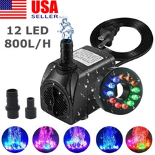 Submersible Water Pump w/ 12 LED 15W Lights for Fountain Pool Garden Pond Tank