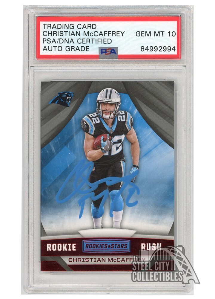 Christian McCaffrey 2017 Rookies Stars Rookie Rush Red Auto #2 PSA/DNA 10 (Blue) 