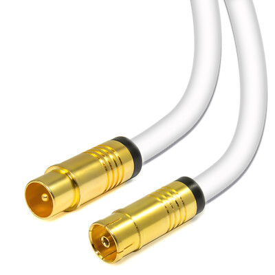 TV Koax Kabel für Fernseher Antennenkabel 135 dB HD 4K DVB-C Stecker - Buchse 