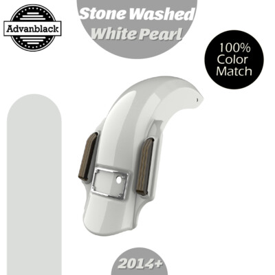 Stone Washed White Pearl Dominator Stretched Rear Fender Fits 2014+ Harley