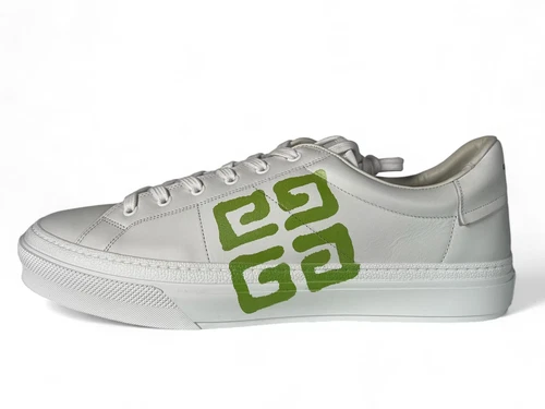 Givenchy White and Green Leather Low Tops Sneakers Size US 15, EU 48