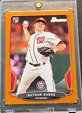 2013 BOWMAN - ORANGE BORDER - NATHAN KARNS (RC) #3, Serial #'d (103/250) MINT!