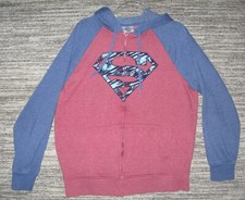 Superman Hoodie - Full front zipper - Blue  Red- Size XL