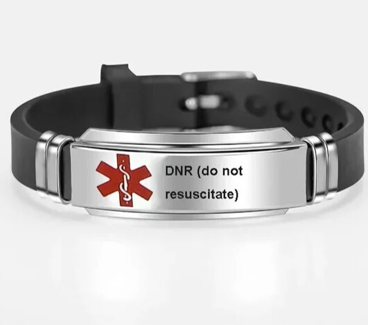 DNR Do Not Resuscitate Medical Alert Bracelet Silicone Adjustable Black