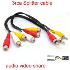 3RCA Male Jack to 6 RCA Female Plug Splitter Audio Video AV TV DVD Adapter Cable