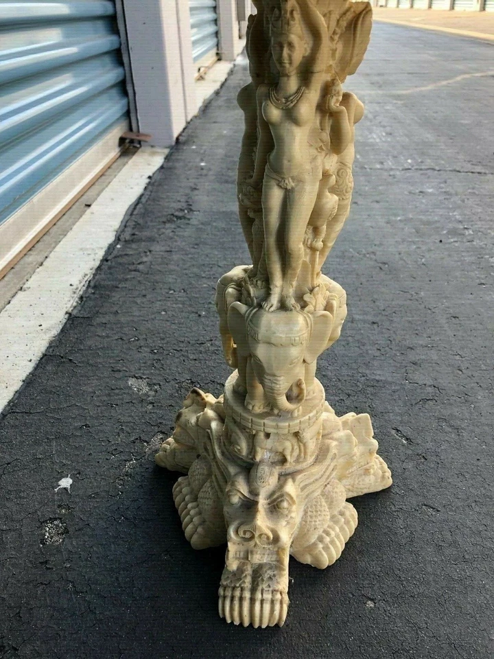 Vintage Asian Solid Resin With Embossed Carved  - Image 3 of 4