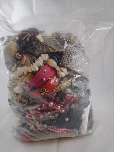 5 Pound Used Costume Jewelry Lot for Crafting Vintage to Now Some Wearable #105