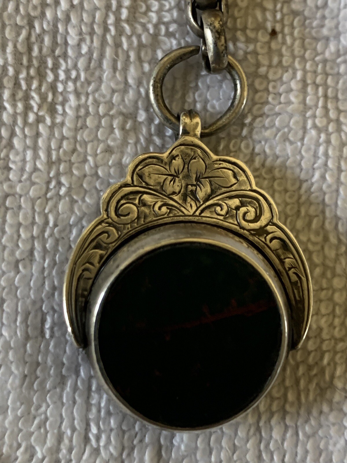 antique vintage solid silver pocket watch chain and Fob eBay